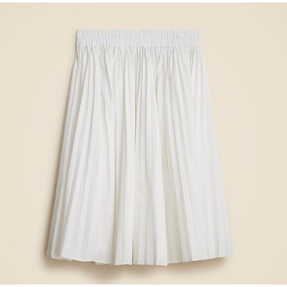 J.Crew Smocked-Waist Pleated Skirt SZ S White Pull On Knee Length A-Line Stretch - Picture 3 of 8